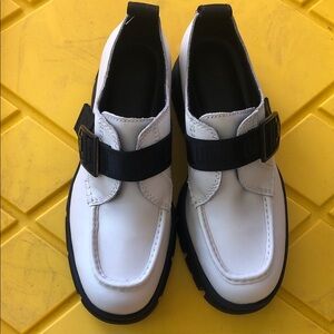 UGG “Ashton” White Leather Loafers